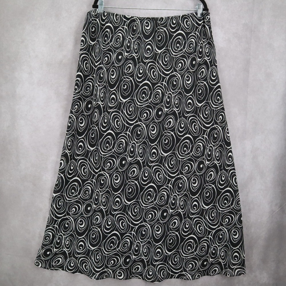 JBS Ltd Black Geometric Swirl Beach Long Flare Maxi Pull On Skirt Plus 20W